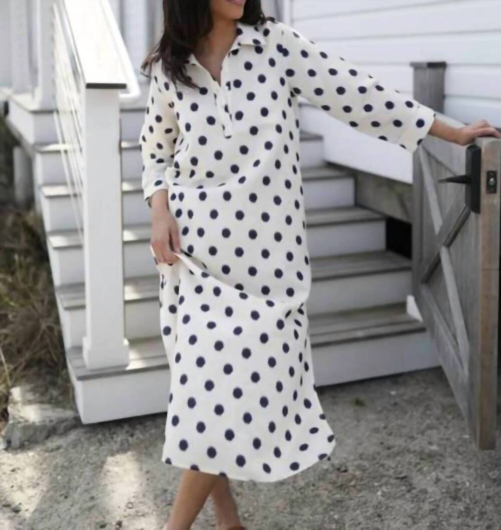 NEW NAVYBLEU sara dress in navy polka dot